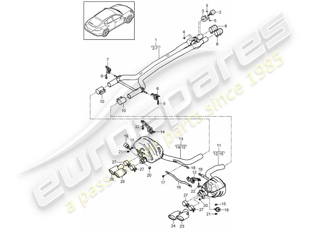 porsche 2015 (panamera 970) auspuffanlage teilediagramm