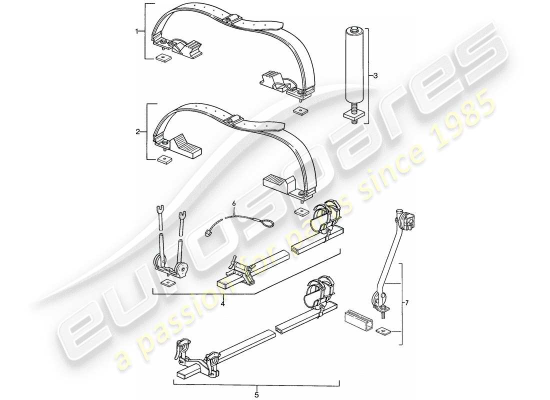 porsche 1986 (944) dachtransportsystem ersatzteildiagramm