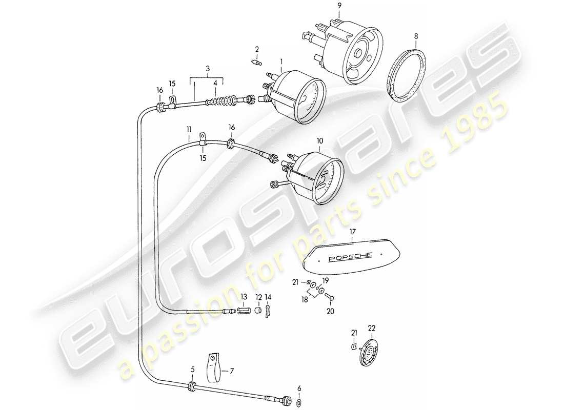 porsche 1954 (356/356a) instrumente teilediagramm