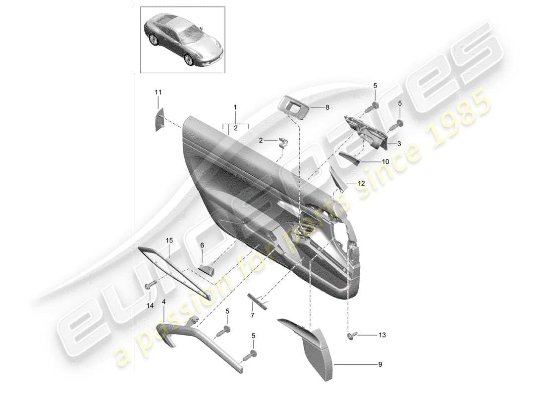 porsche 2015 (991-1) türplatte teilediagramm
