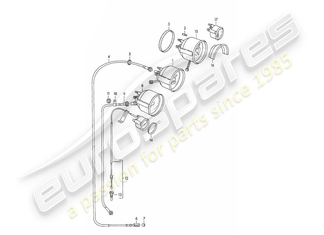 porsche 1958 (356/356a) instrumente teilediagramm