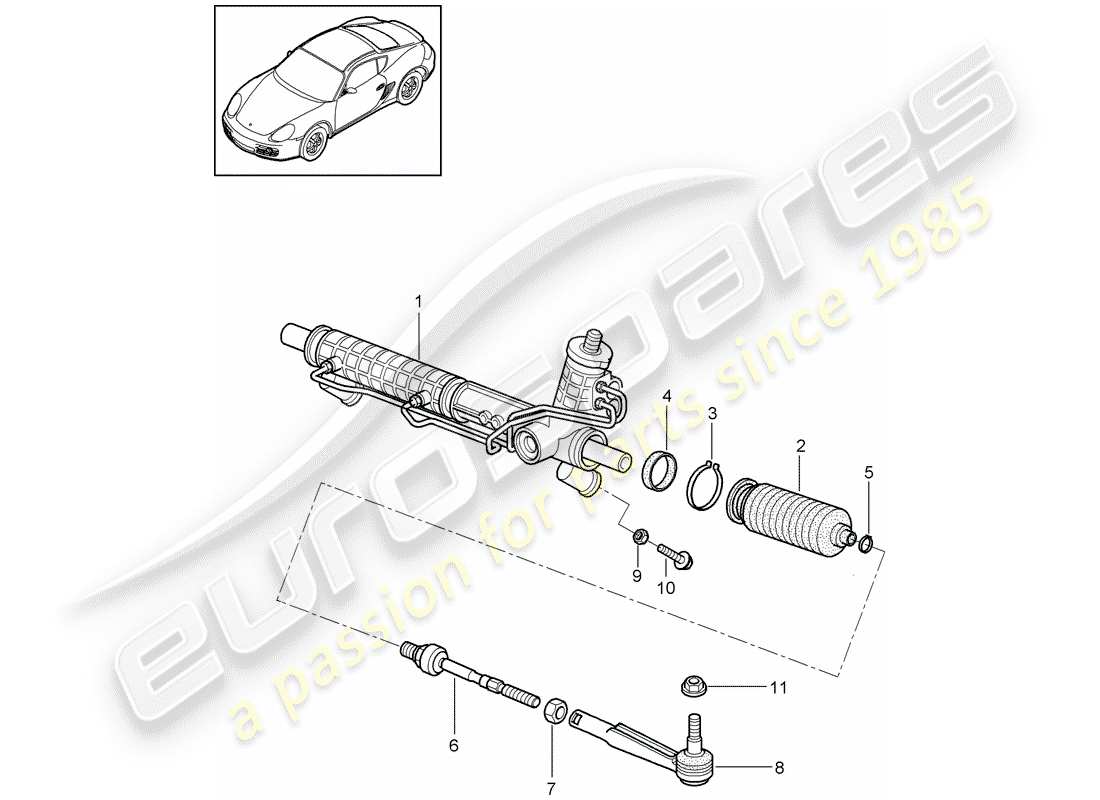 porsche 2011 (987 cayman) servolenkung - teilediagramm