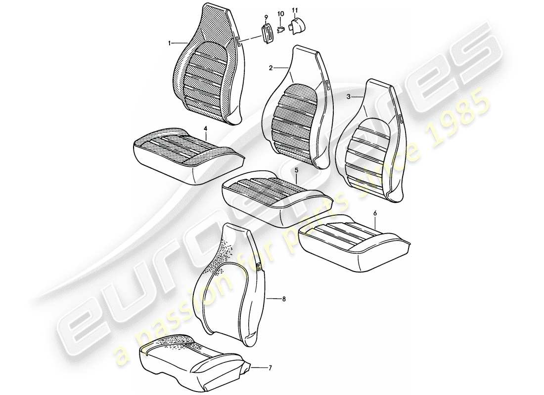 porsche 1984 (911) vordersitz - bezug - d - mj 1985>> ersatzteildiagramm