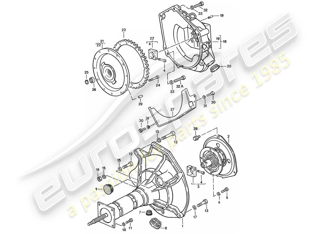 porsche 1987 (924s) zentralrohr - automatikgetriebe ersatzteildiagramm
