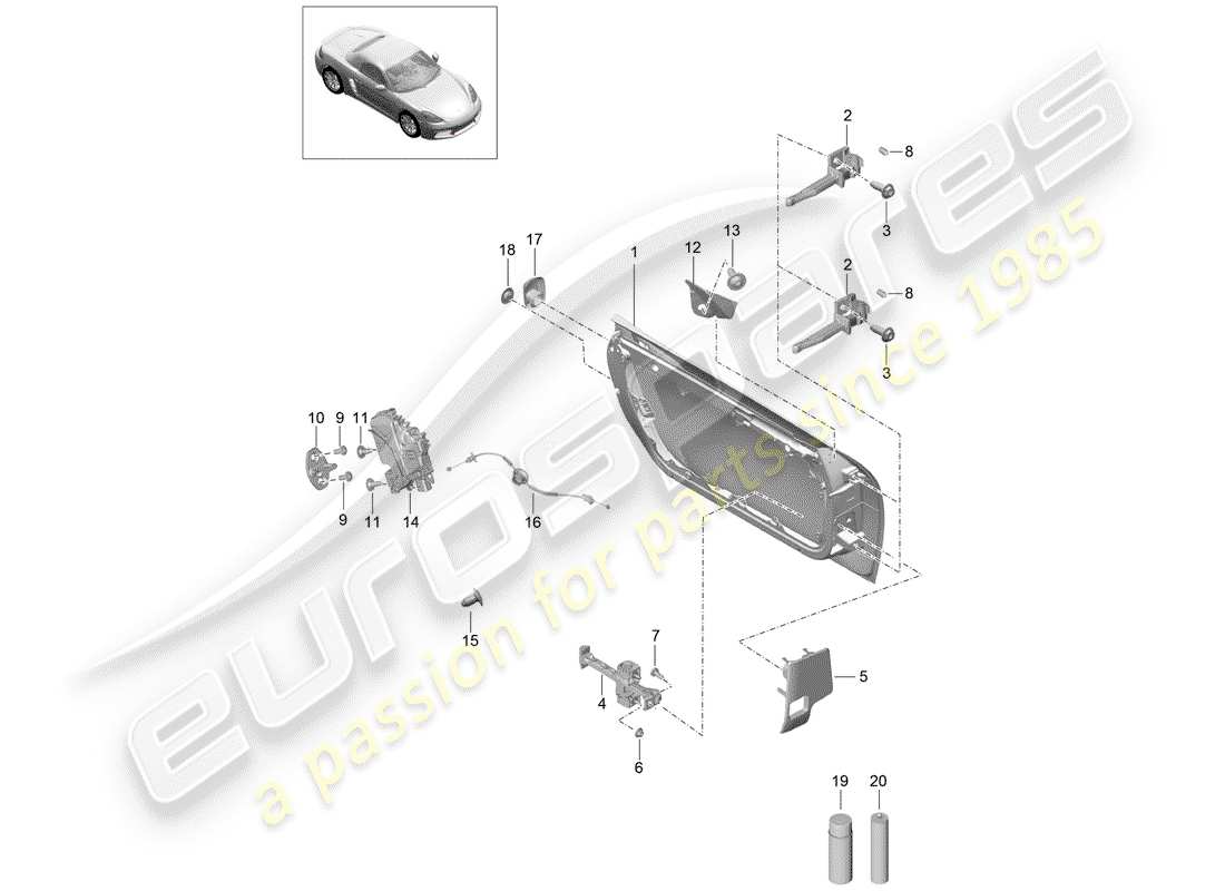 porsche 2018 (718 boxster) türschale teilediagramm