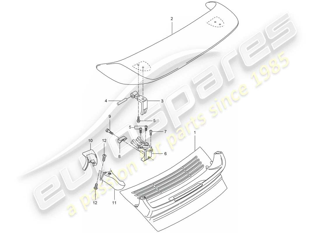 porsche 2005 (996 turbo / gt2) heckspoiler teilediagramm