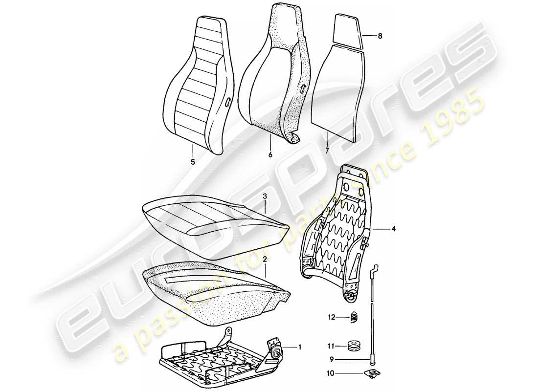 porsche 1981 (911) vordersitz - einzelteile ersatzteildiagramm