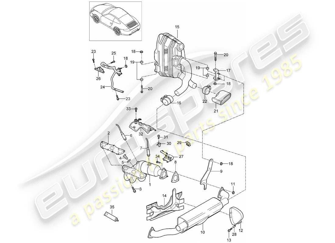 porsche 2012 (997-2) auspuffanlage teilediagramm