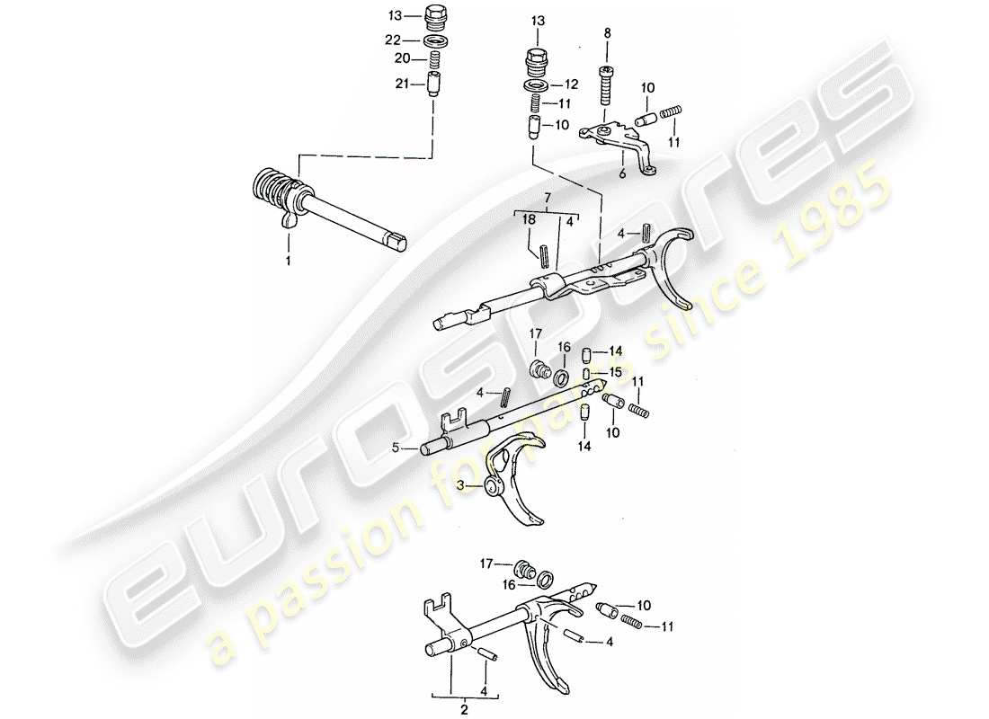 porsche 1991 (944) getriebesteuerung - für - schaltgetriebe ersatzteildiagramm