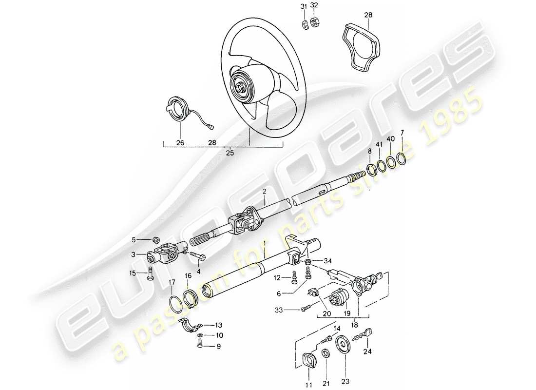 porsche 1998 (993) lenkschutzrohr - zwischenlenkwelle - lenkräder ersatzteildiagramm