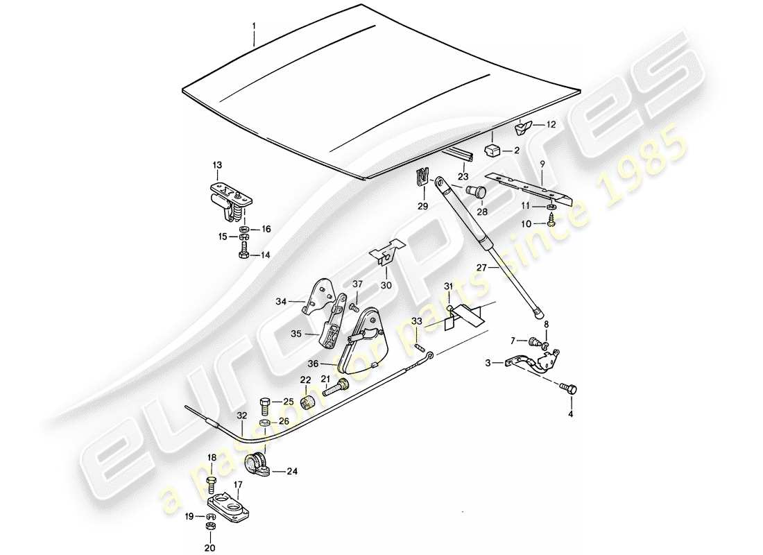 porsche 1988 (944) abdeckung - antriebsteil diagramm