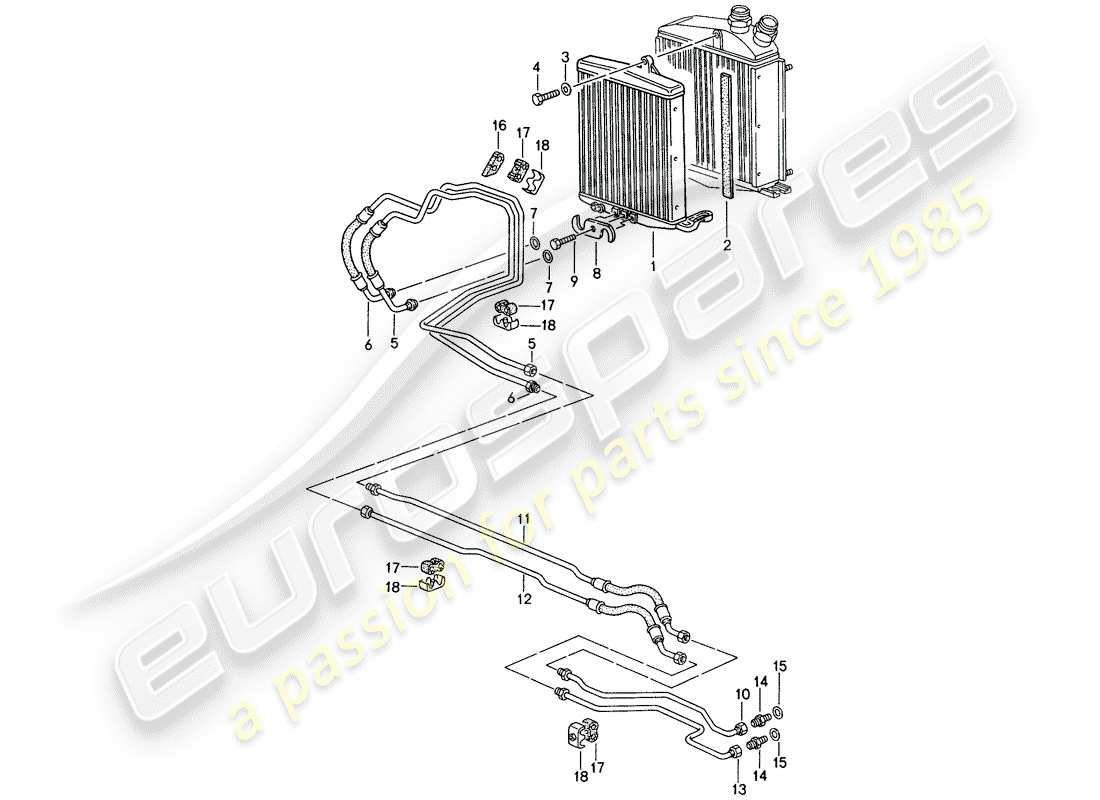 porsche 1998 (993) tiptronic - atf-kühler - atf-leitungen ersatzteildiagramm