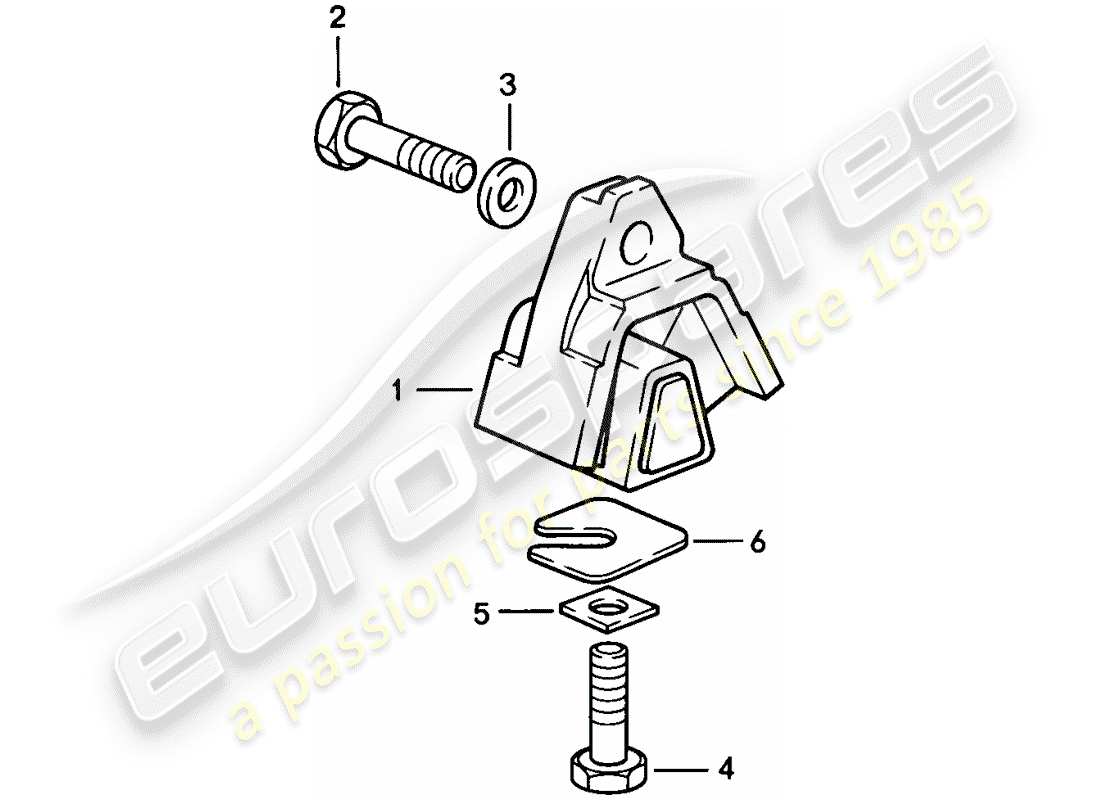 porsche 1986 (928) getriebeaufhängung - manuelles getriebe ersatzteildiagramm