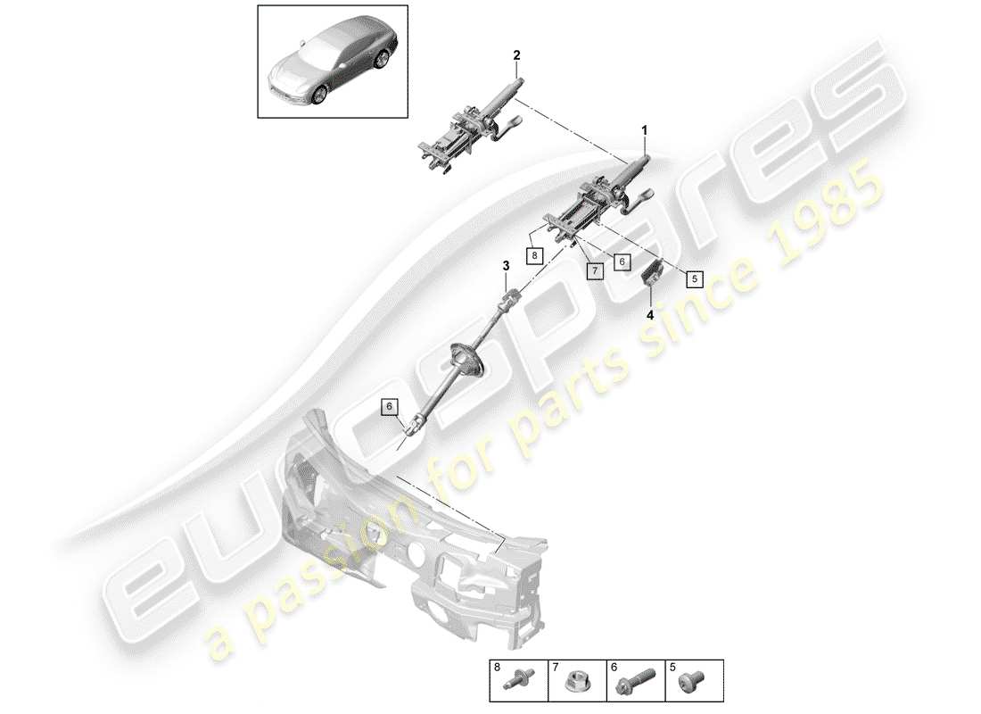 porsche 2020 (panamera 971-1) lenksäule ersatzteildiagramm