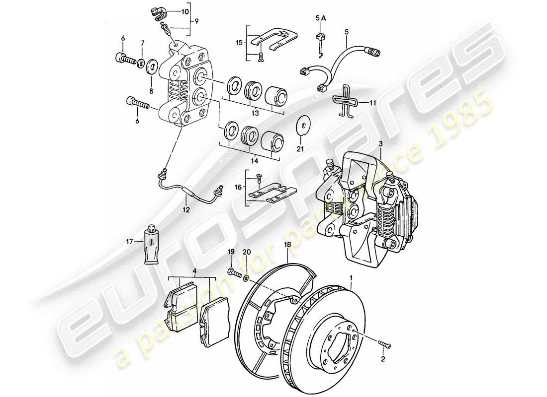 porsche 1995 (968) scheibenbremsen - hinterachse ersatzteildiagramm