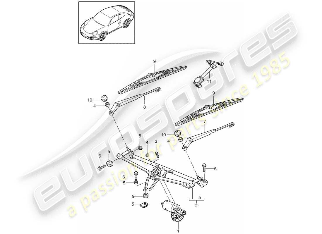 porsche 2012 (997-2) scheibenwischeranlage kompl. teilediagramm