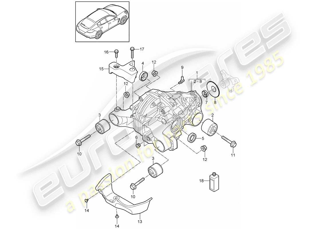 porsche 2015 (panamera 970) hinterachsdifferential ersatzteildiagramm