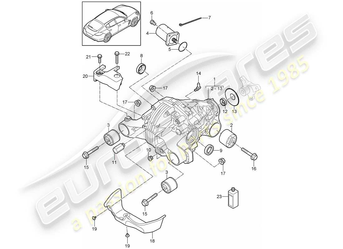 porsche 2014 (panamera 970) hinterachsdifferential ersatzteildiagramm