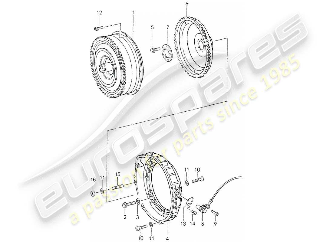 porsche 1994 (964) tiptronic - drehmomentwandler ersatzteildiagramm