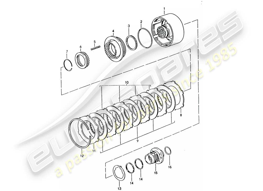 porsche 1995 (928) automatikgetriebe - kupplung - k 2 ersatzteildiagramm
