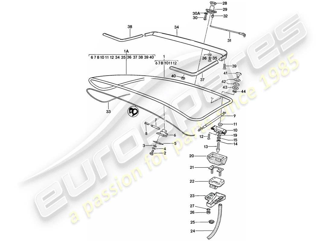 porsche 1979 (924) heckkofferraumdeckel - mit: - heckscheibe ersatzteildiagramm