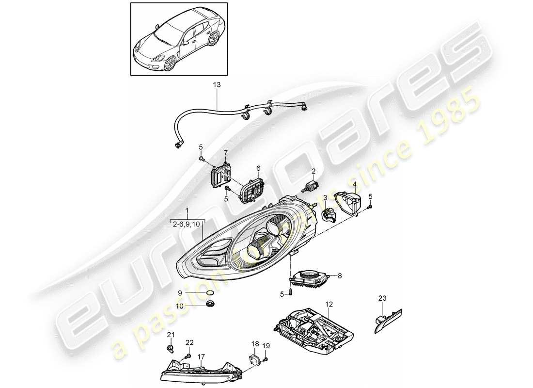 porsche 2015 (panamera 970) led-scheinwerfer-ersatzteildiagramm