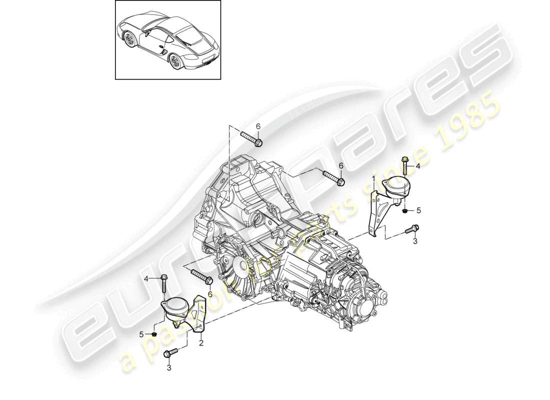 porsche 2009 (987 cayman) - pdk - getriebe getriebelagerung befestigungsschraube motorteildiagramm