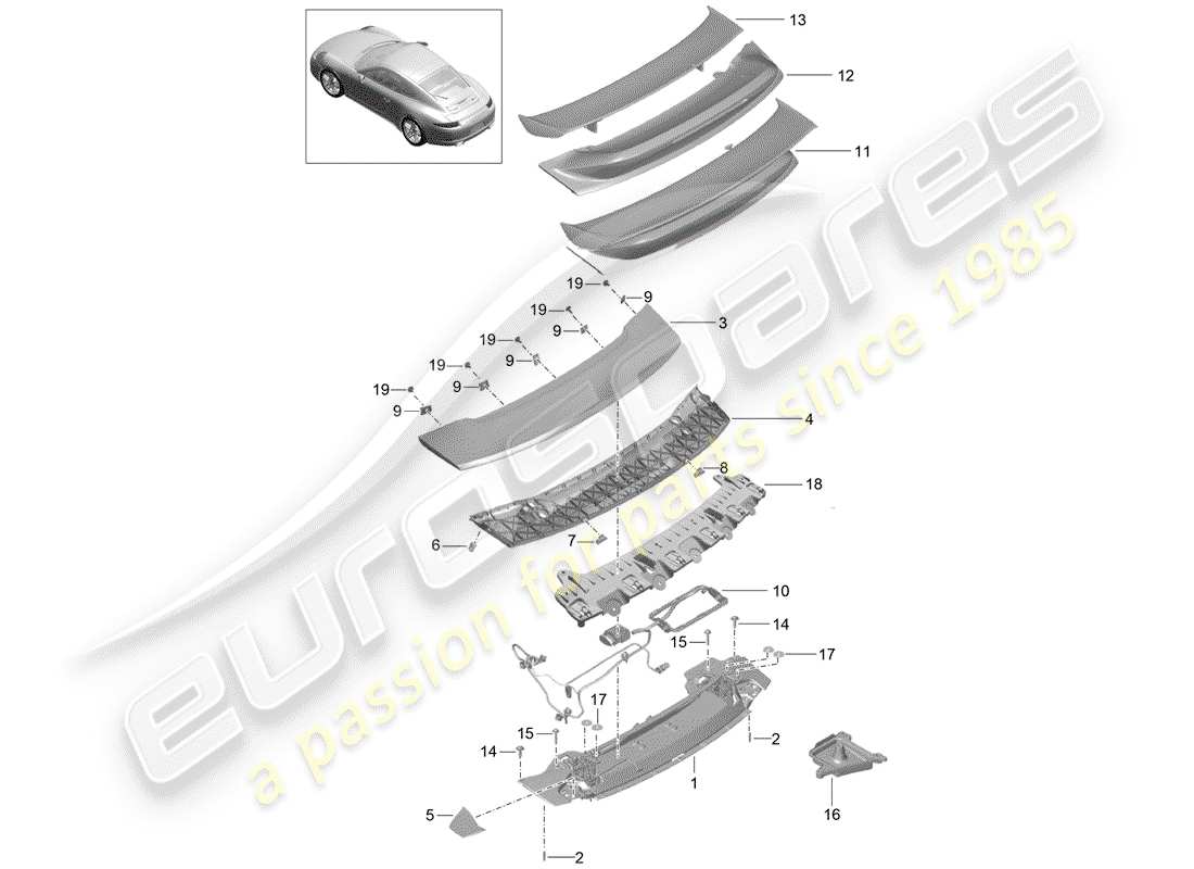 porsche 2014 (991-1) heckspoiler teilediagramm