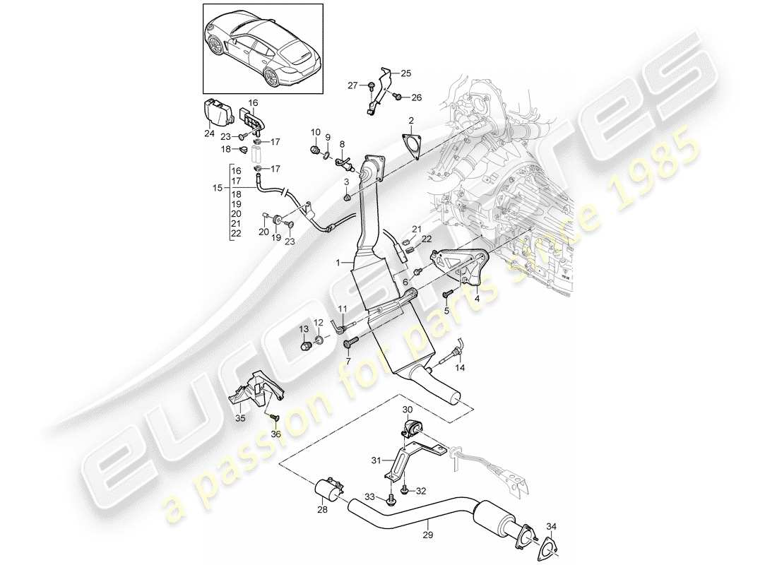 porsche 2013 (panamera 970) auspuffanlage teilediagramm