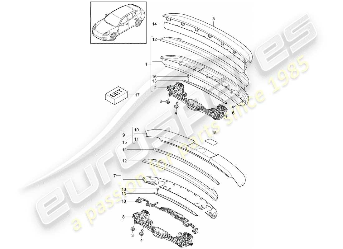 porsche 2016 (panamera 970) heckspoiler teilediagramm