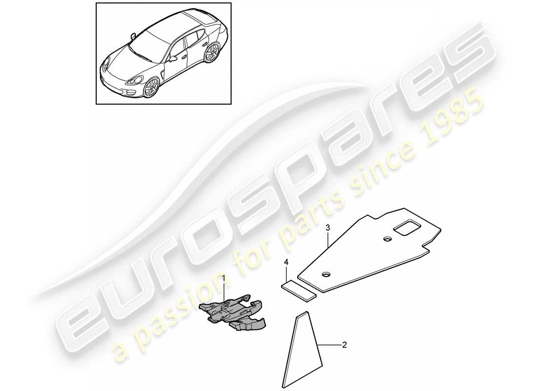 porsche 2014 (panamera 970) schallabsorber ersatzteildiagramm