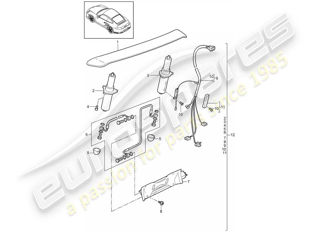 porsche 2013 (997-2 turbo / gt2 rs) heckspoiler teilediagramm
