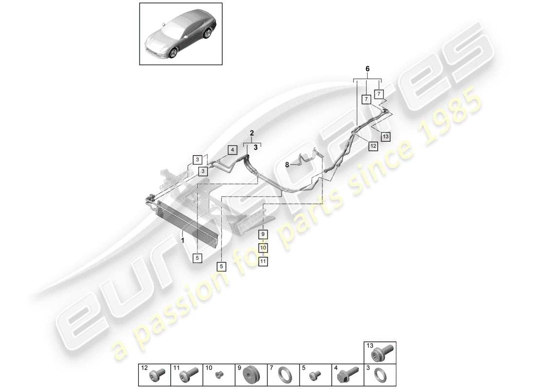 porsche 2019 (panamera 971-1) getriebeölkühler - ersatzteildiagramm