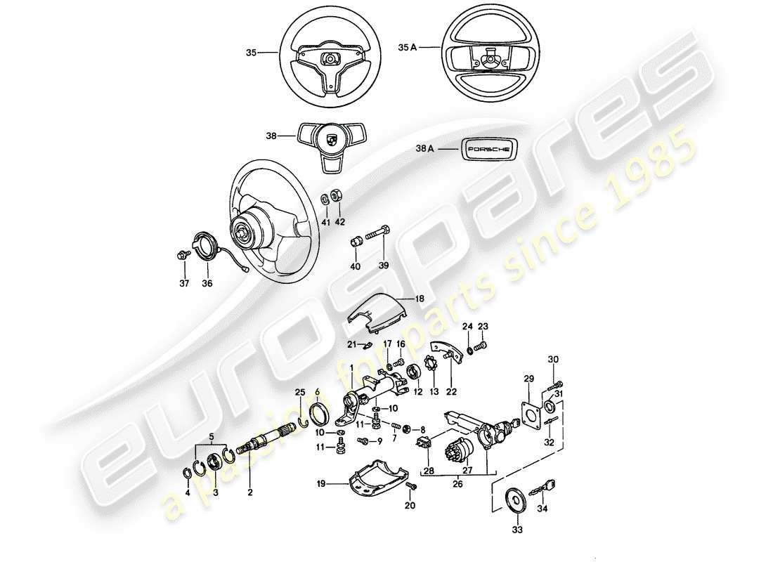 porsche 1985 (911) lenkungsteile teilediagramm