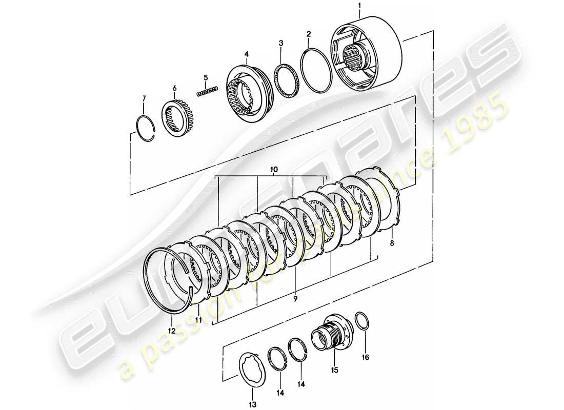 porsche 1983 (928) automatikgetriebe - kupplung - k 2 teilediagramm