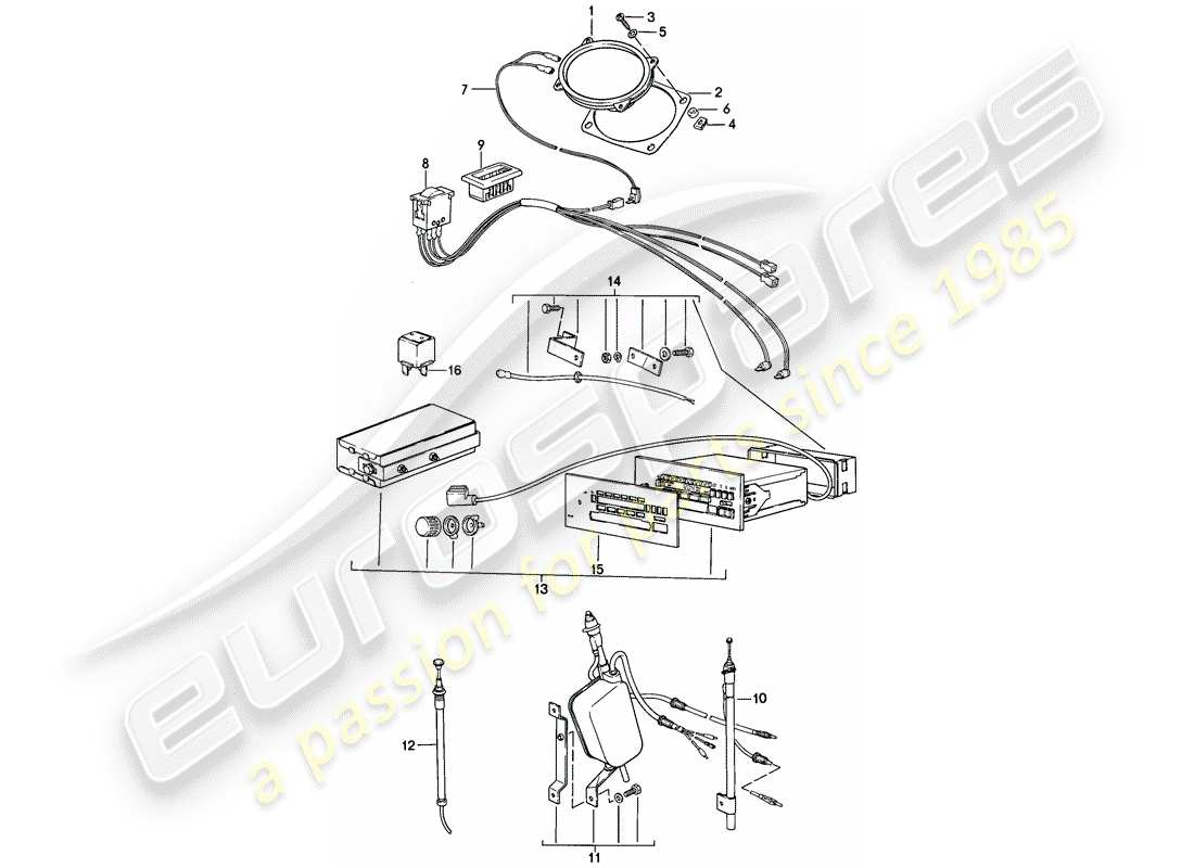 porsche 1984 (944) radiogerät - mit: - 3 - lautsprecher - f >> 94-cn403 921 - f >> 94-dn400 108 teilediagramm