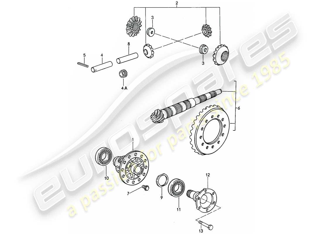 porsche 1993 (968) schaltgetriebe - differential ersatzteildiagramm
