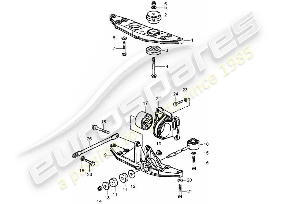 porsche 1994 (964) tiptronic - getriebeaufhängung ersatzteildiagramm
