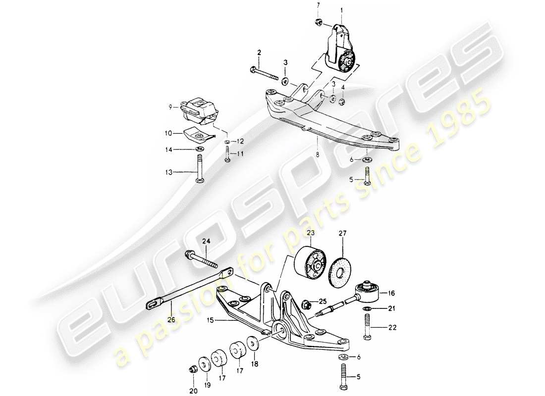 porsche 1994 (964) getriebeaufhängung teilediagramm