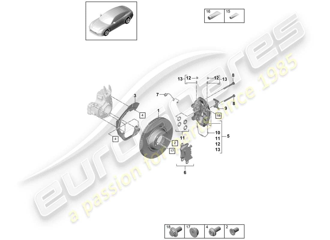 porsche 2017 (panamera 971-1) scheibenbremsen ersatzteildiagramm