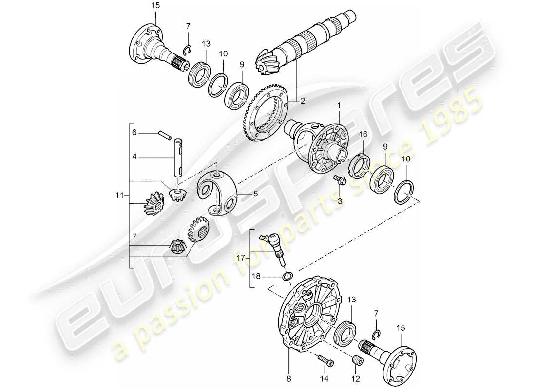porsche 2008 (987 cayman) differential teilediagramm