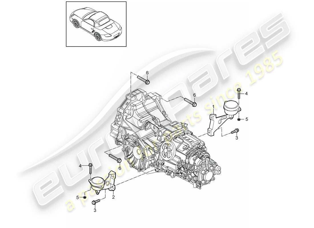 porsche 2012 (987 boxster) schaltgetriebe teilediagramm