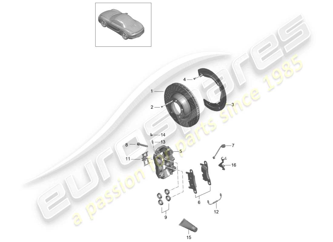 porsche 2013 (981 boxster) scheibenbremse hinterachse teilediagramm