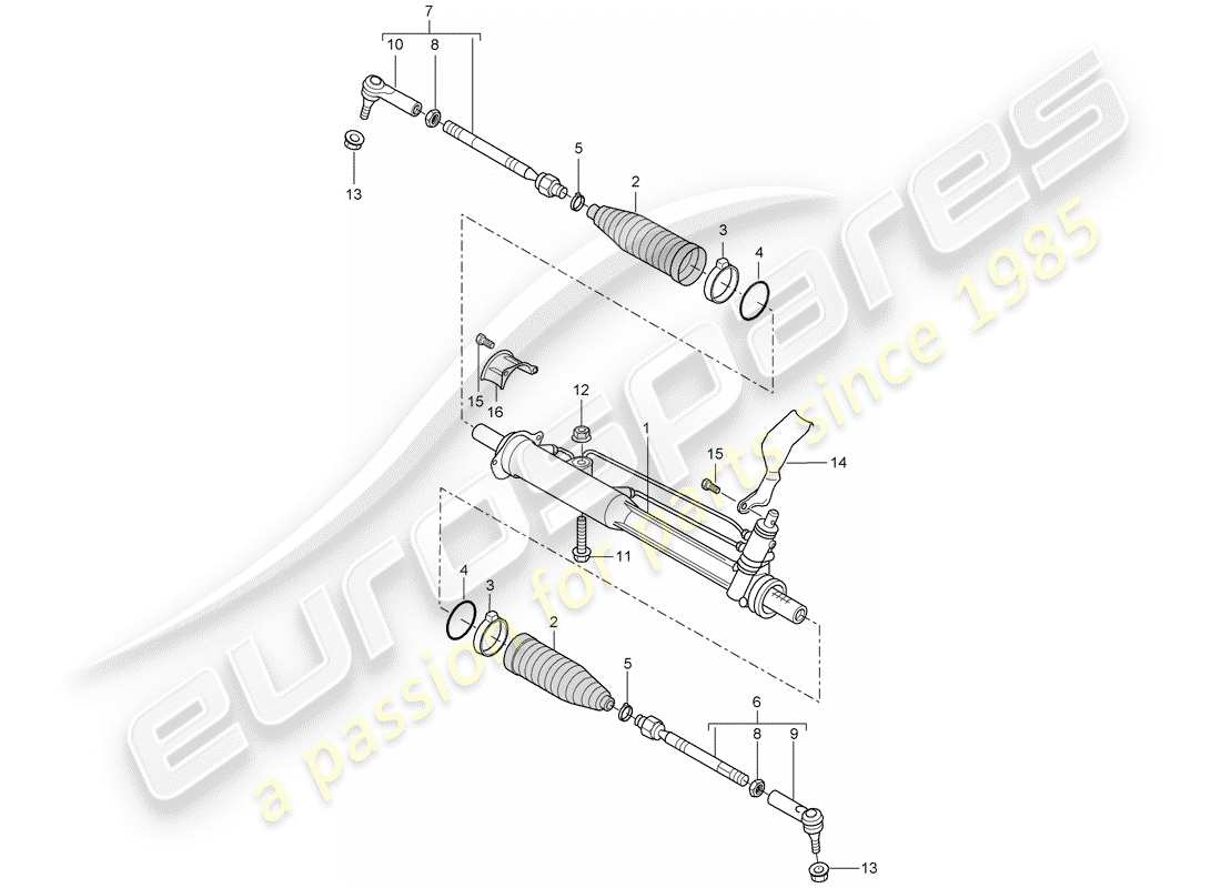 porsche 2008 (cayenne e1 9pa) servolenkung - teilediagramm