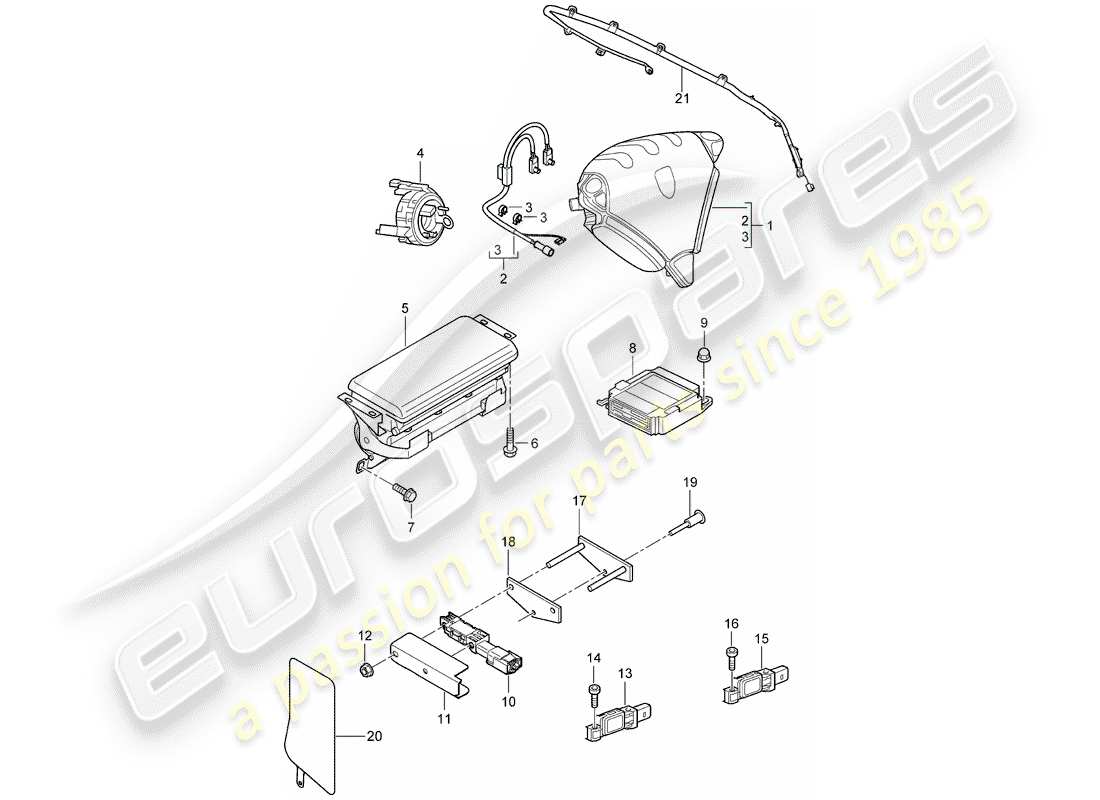 porsche 2008 (cayenne e1 9pa) airbag-teilediagramm