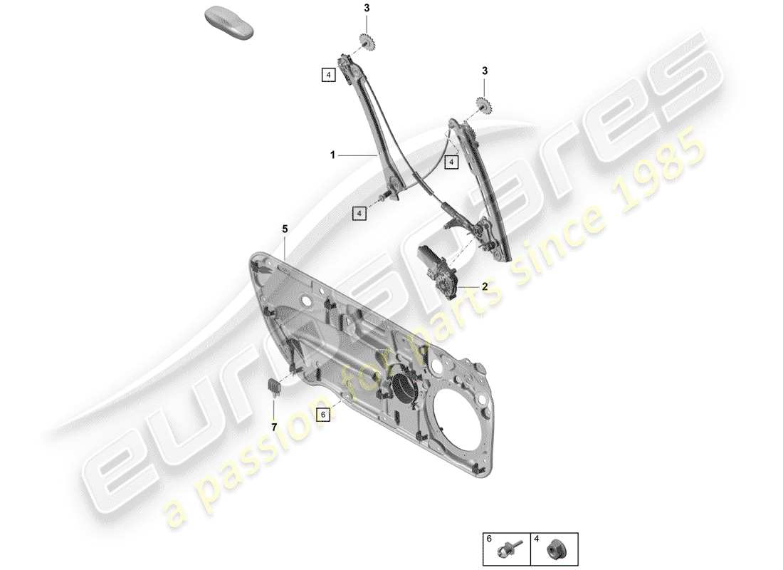 porsche 2019 (718 boxster spyder) fensterheber teilediagramm