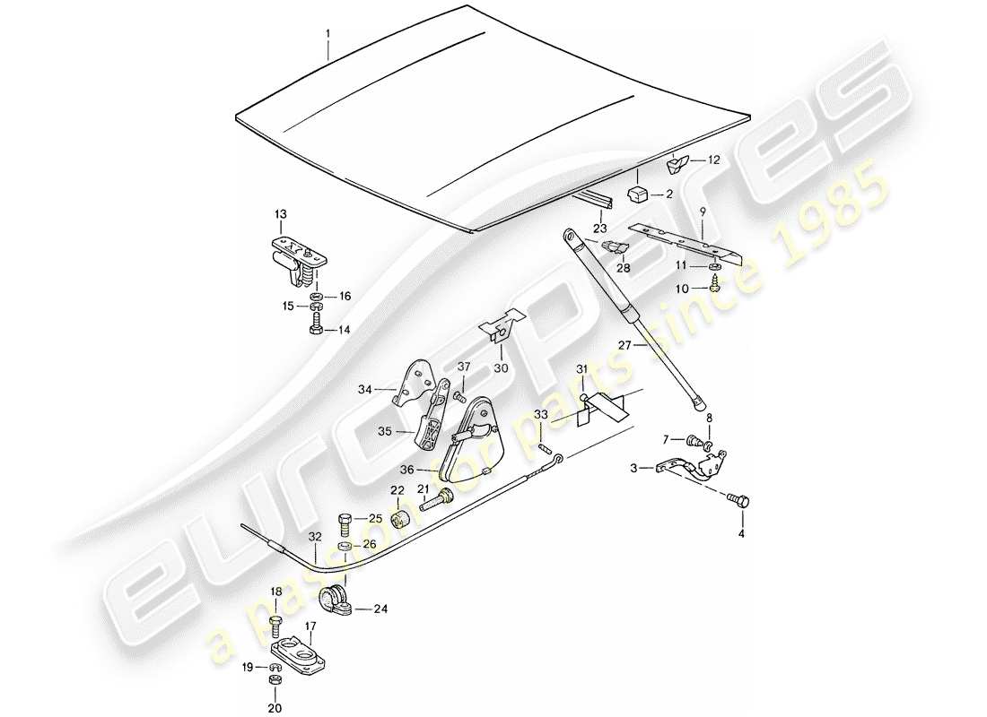 porsche 1990 (944) abdeckung - antriebsteil diagramm