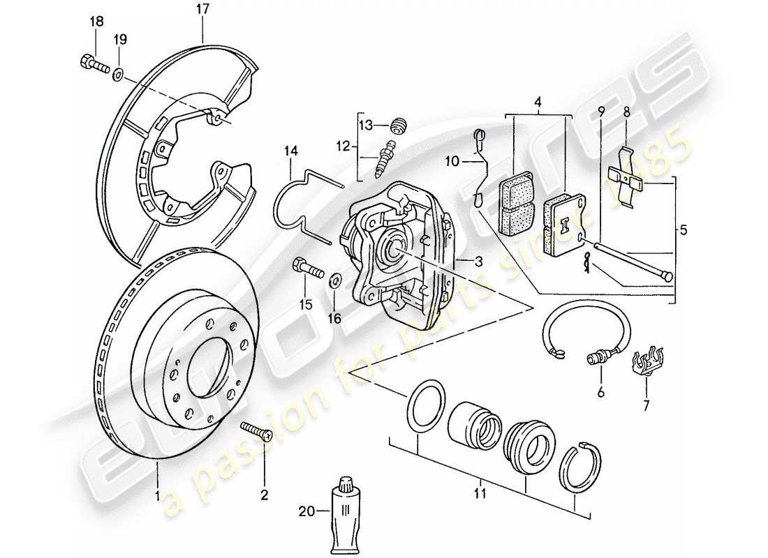 porsche 1989 (944) scheibenbremsen - hinterachse - d >> - mj 1989 ersatzteildiagramm