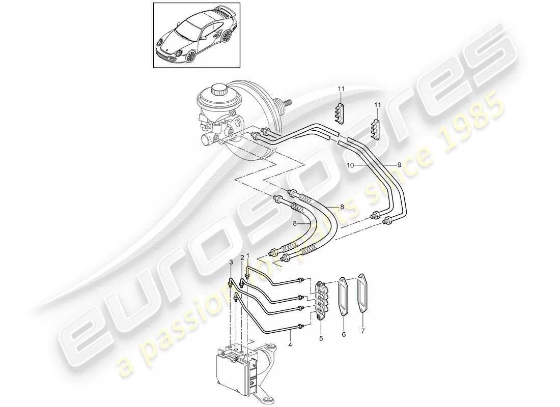 porsche 2013 (997-2 turbo / gt2 rs) bremsleitungen ersatzteildiagramm