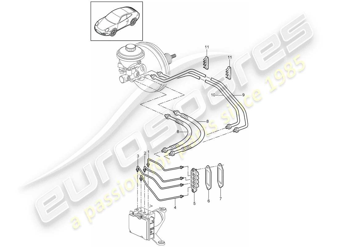 porsche 2011 (997-2) bremsleitungen ersatzteildiagramm
